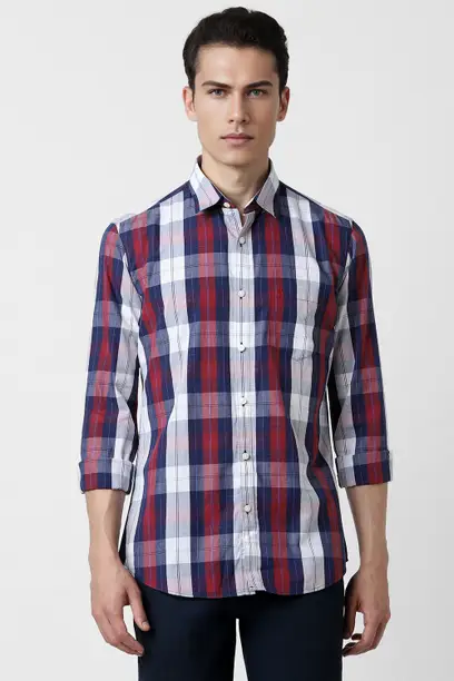 Van Heusen - Tailored Fit Checked Poplin Shirt